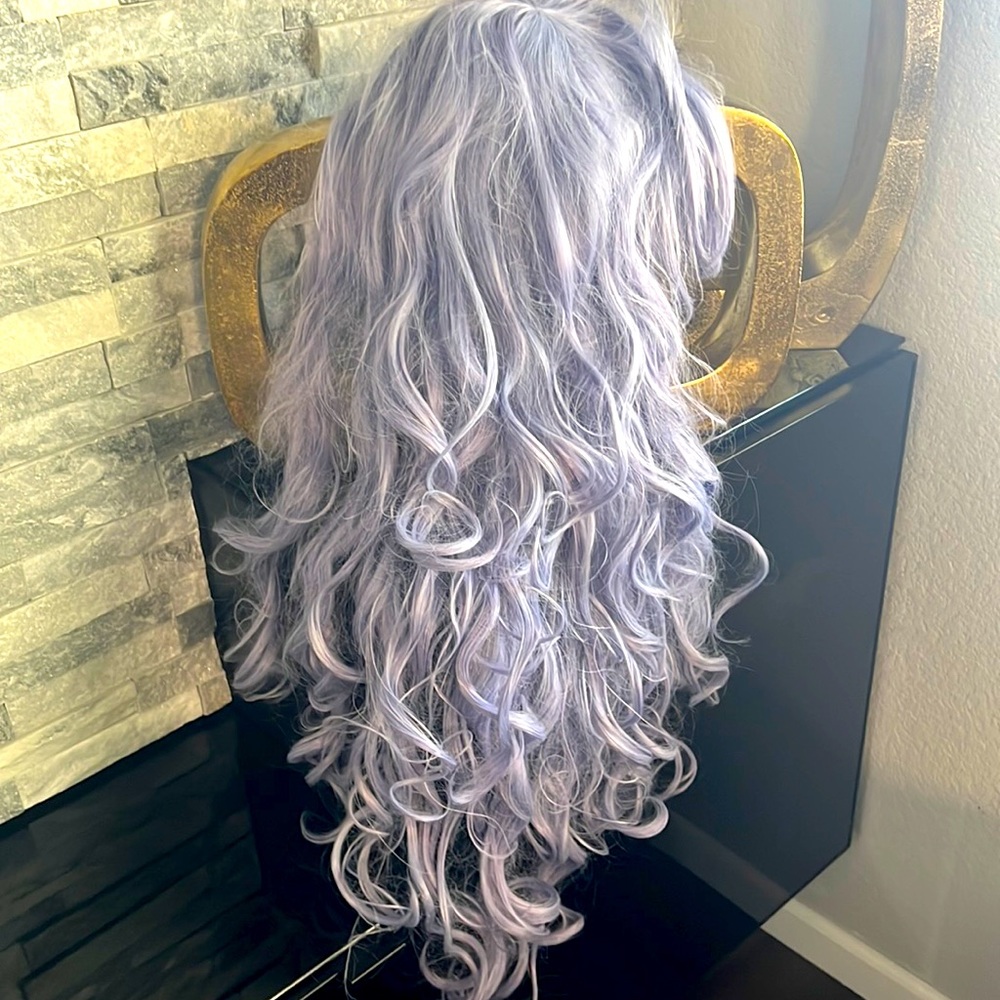 Halloween purple extra long wigs